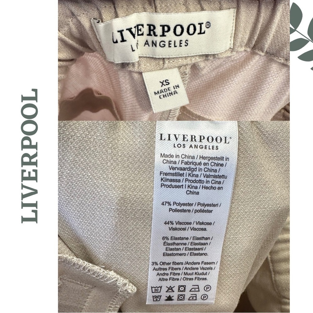 LIVERPOOL PULL ON TIE WAIST WIDE LEG ANKLE Pant Elastoc Waist Tan Size XS - Picture 8 of 8